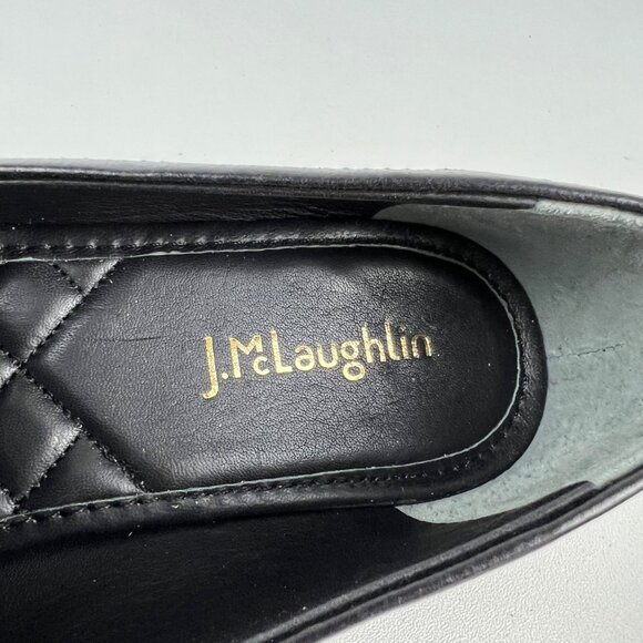 J McLaughlin Womens Concetta Black Leather Penny Loafer Flats Slip On size 6.5 - Picture 11 of 15